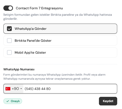 Contact Form 7 Entegrasyon